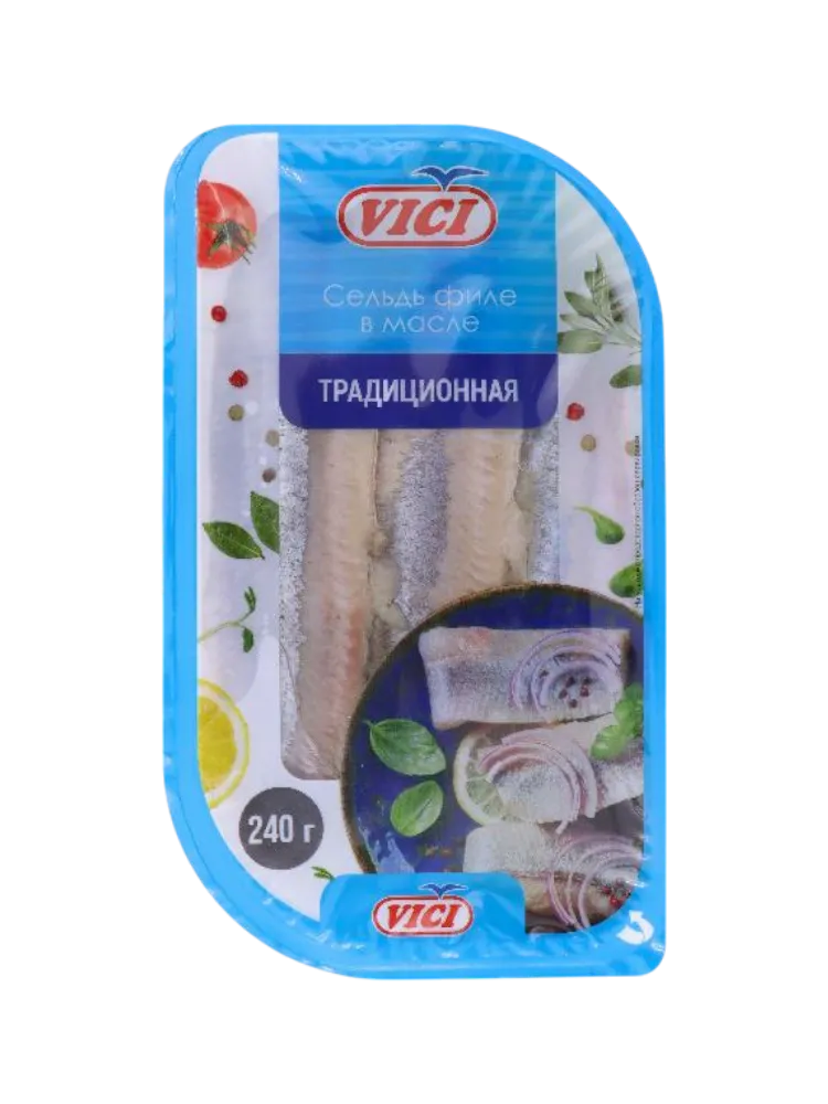 ПРЕСЕРВЫ VICI 240Г СЕЛЬДЬ ФИЛЕ АТЛАНТИЧЕСКАЯ ТРАДИЦИОННАЯ