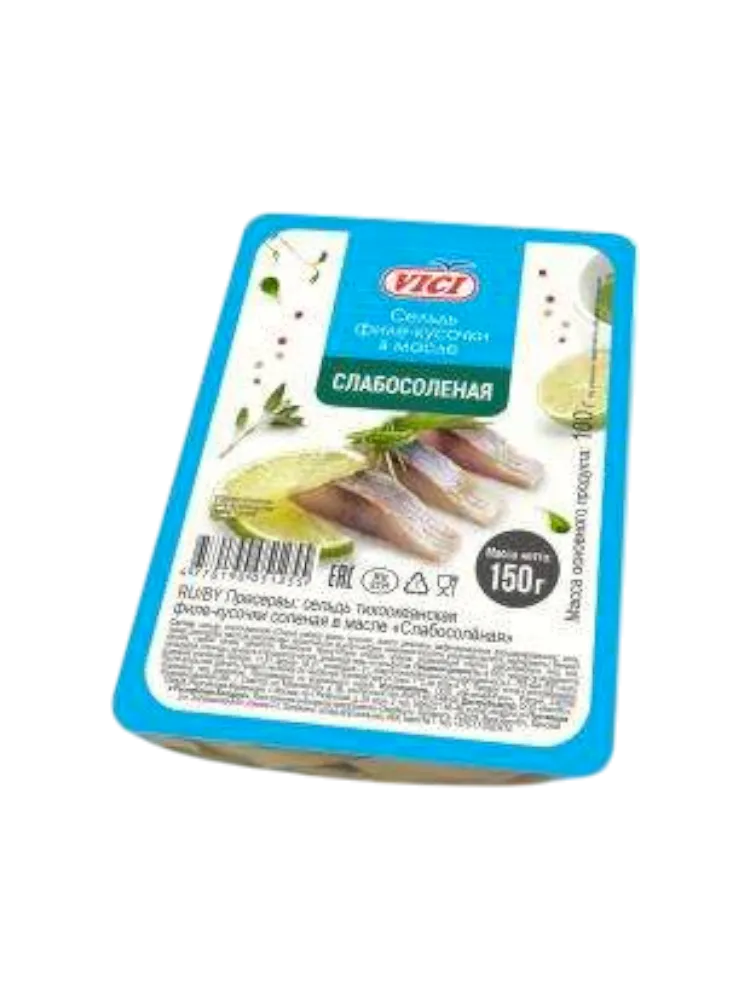 ПРЕСЕРВЫ VICI СЕЛЬДЬ 150Г ФИЛЕ КУСОЧКИ СЛАБОСОЛЕНАЯ В МАСЛЕ 