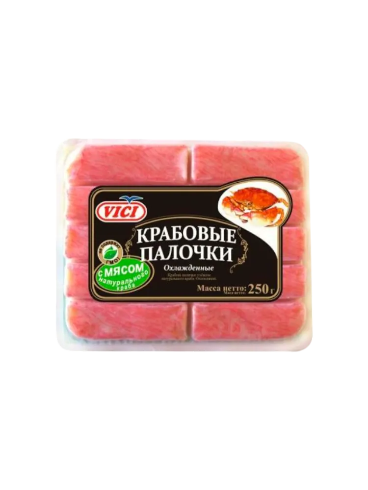 КРАБОВЫЕ ПАЛОЧКИ VICI 250Г С МЯСОМ НАТУР КРАБА 
