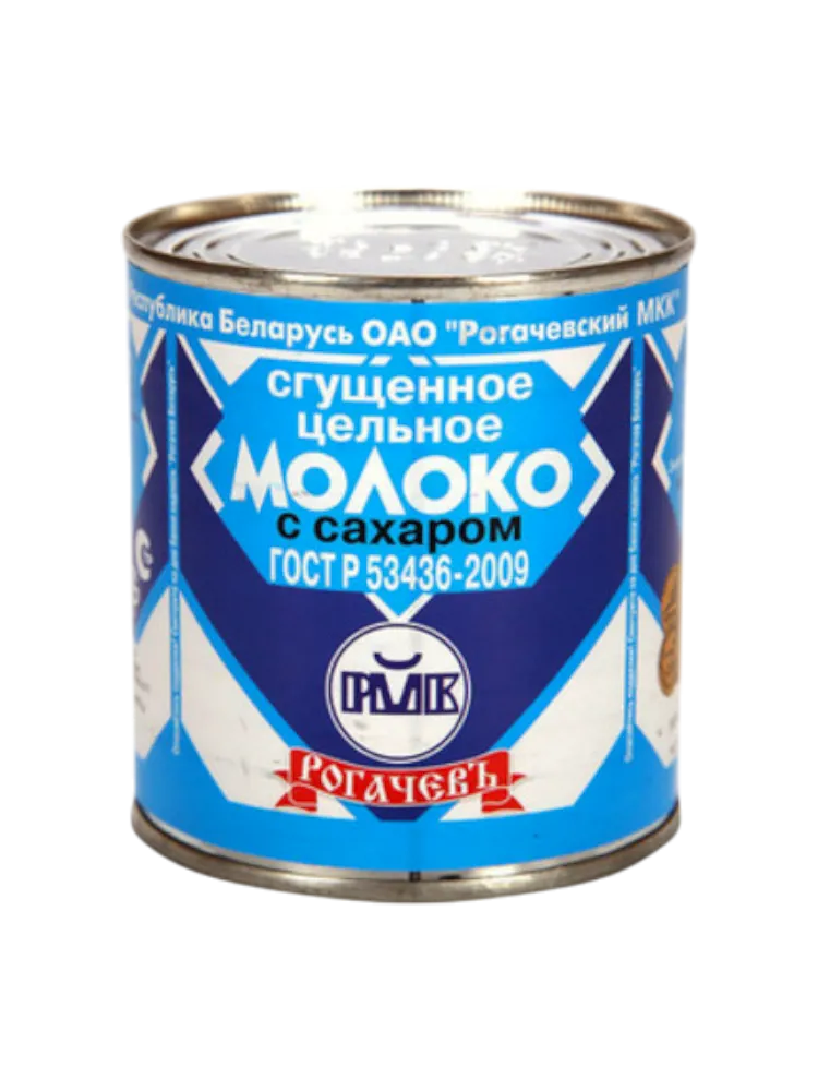 МОЛОКО СГУЩ РОГАЧЕВ ЦЕЛЬНОЕ С САХАРОМ 8.5% 380Г ГОСТ 31688-2012 Ж/Б 