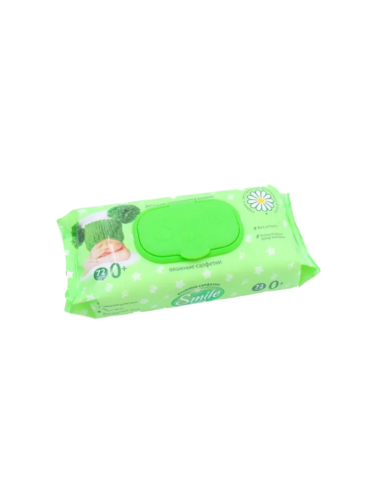 САЛФЕТКИ ВЛАЖ SMILE BABY 72ШТ АЛОЕ/РОМАШКА ФИТО ЛИНИЯ С КЛАПАНОМ