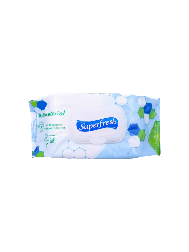 САЛФЕТКИ ВЛАЖ SUPER FRESH АНТИБАКТЕРИАЛЬНЫЕ С КЛАПАНОМ 72ШТ 