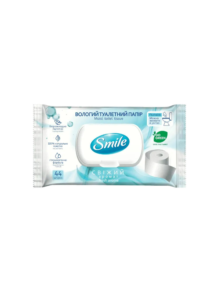 БУМАГА ТУАЛЕТ ВЛАЖ SMILE SENSITIVE FRESH 44ШТ