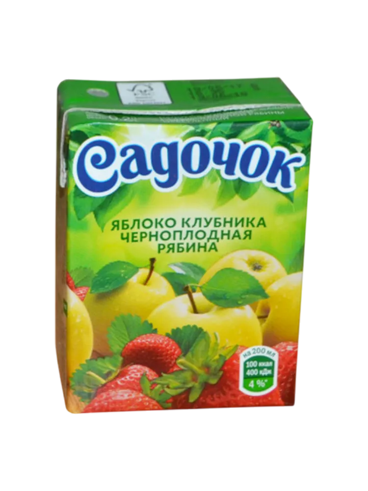 СОК САДОЧОК 200МЛ ЯБЛОКО/КЛУБНИКА/ЧЕРНОПЛОД РЯБИНА  - фото 1