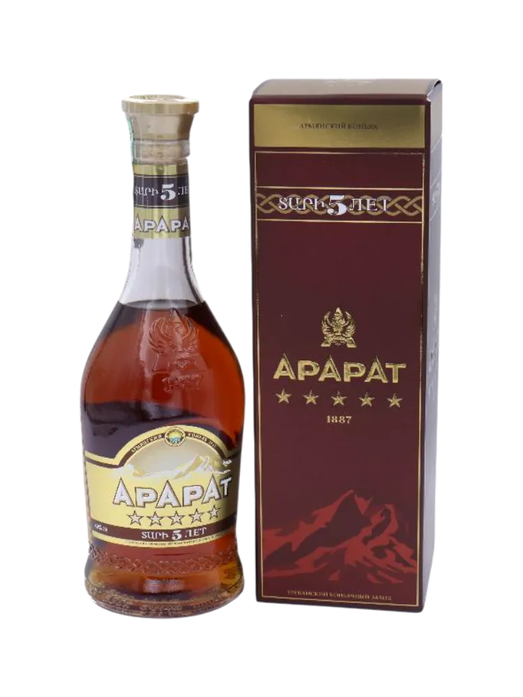 КОНЬЯК АРАРАТ 5ЛЕТ 0.5Л КОРОБКА - фото 1