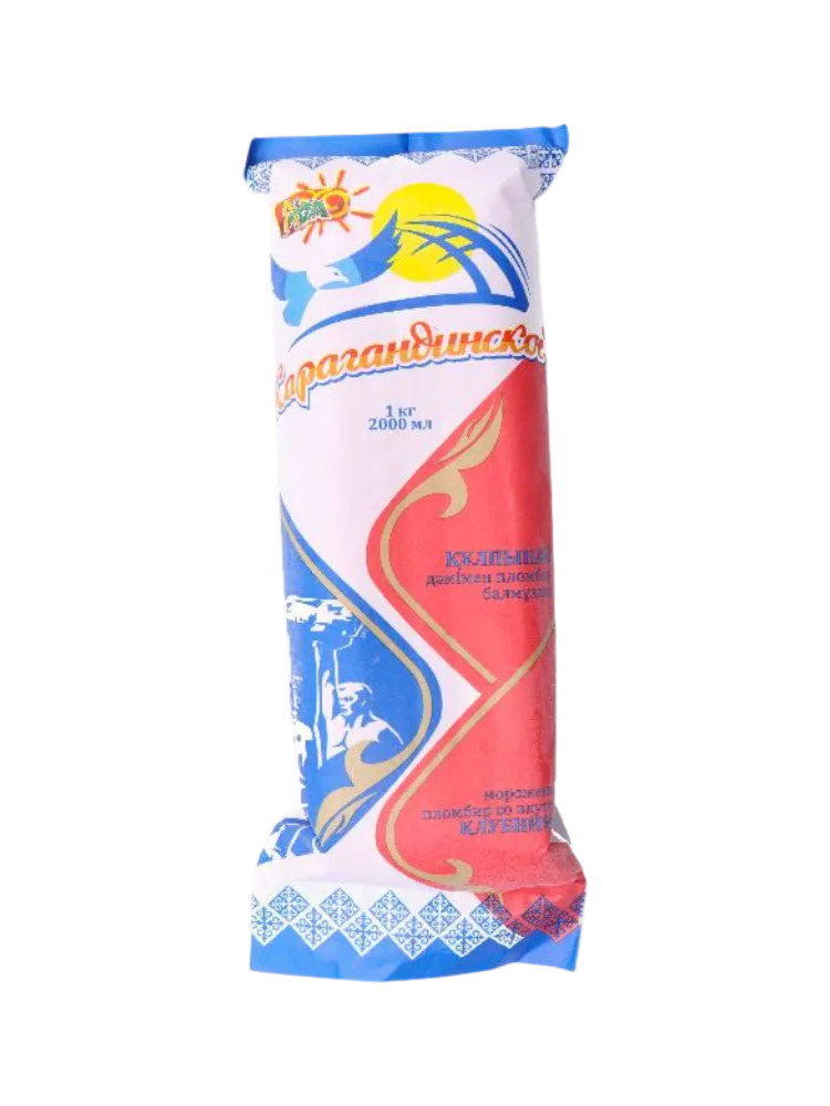 МОРОЖ АЙЗА 1КГ КАРАГАНДИНСКОЕ ПЛОМБИР КЛУБНИЧНЫЙ