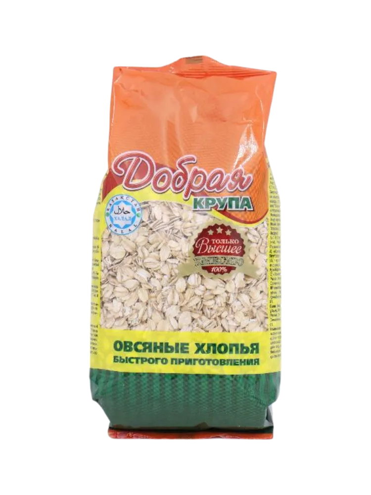 ХЛОПЬЯ ОВСЯН ДОБРАЯ КРУПА 400Г БЫСТРОГО ПРИГОТОВЛЕНИЯ