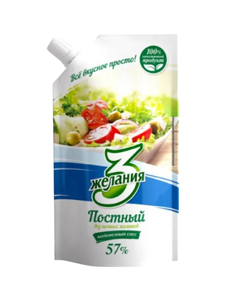 МАЙОНЕЗ 3 ЖЕЛАНИЯ 190Г ПОСТНЫЙ 57% Д/П