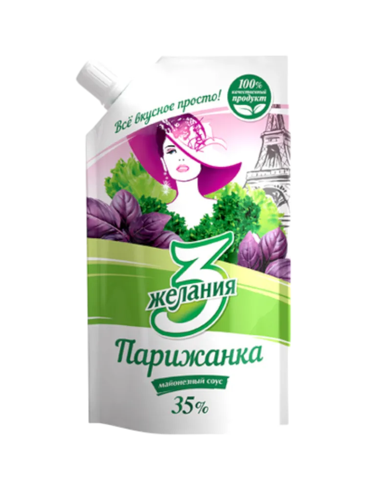 МАЙОНЕЗ 3 ЖЕЛАНИЯ 190/210Г ПАРИЖАНКА 35% Д/П ДОЗ