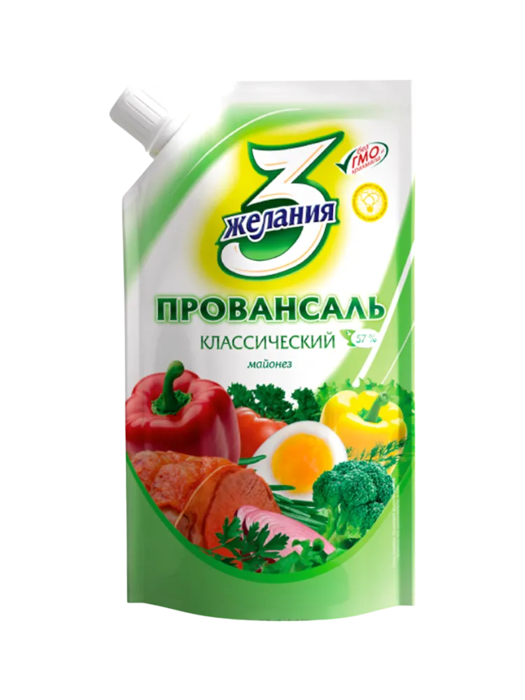 МАЙОНЕЗ 3 ЖЕЛАНИЯ 380/420Г ПРОВАНСАЛЬ КЛАССИЧЕСКИЙ М/У ДОЗ ЕФК 