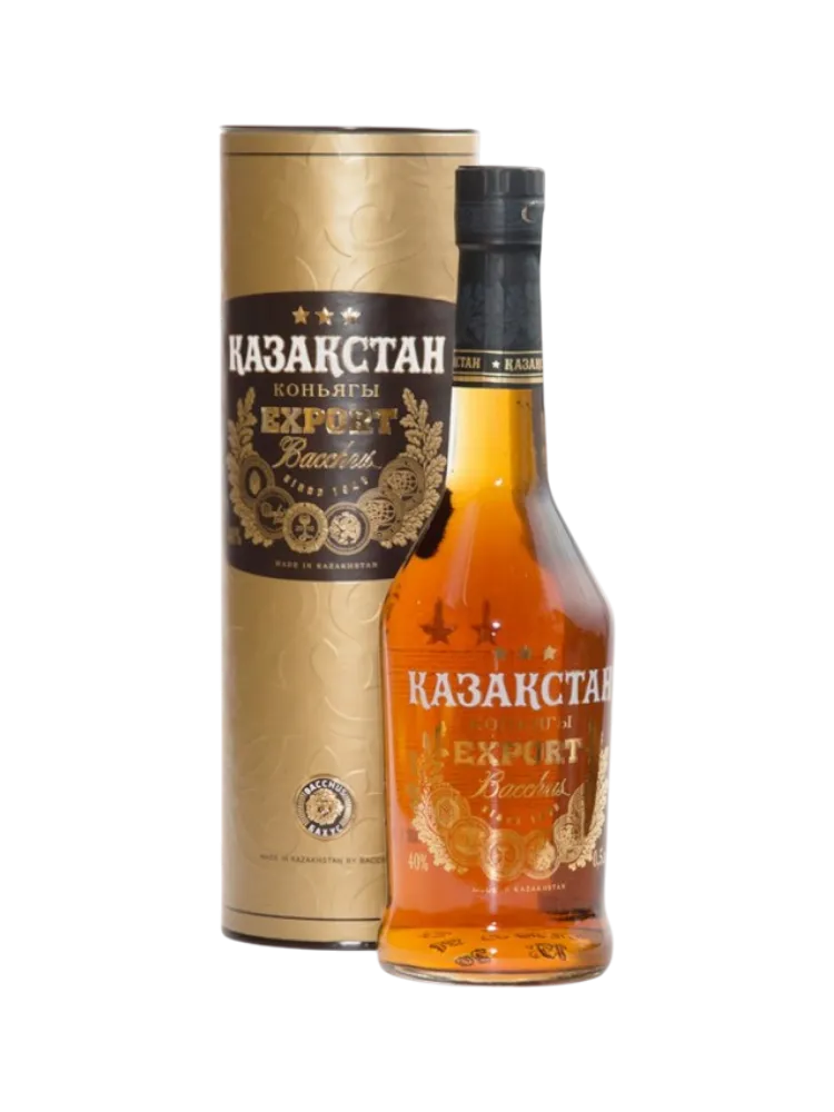 КОНЬЯК БАХУС КАЗАХСТАН 0.75Л 3* В ТУБУСЕ - фото 1