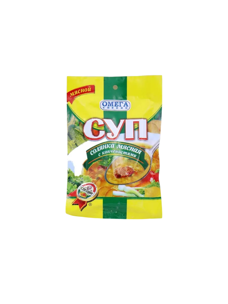 СУП ОМЕГА 50Г СОЛЯНКА МЯСНАЯ С КОПЧЕНОСТЯМИ