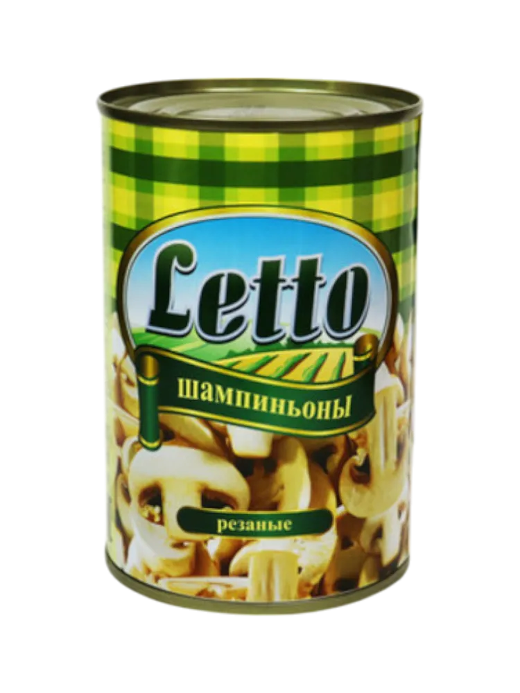 ГРИБЫ LETTO ШАМПИНЬОНЫ РЕЗАНЫЕ 425МЛ Ж/Б 