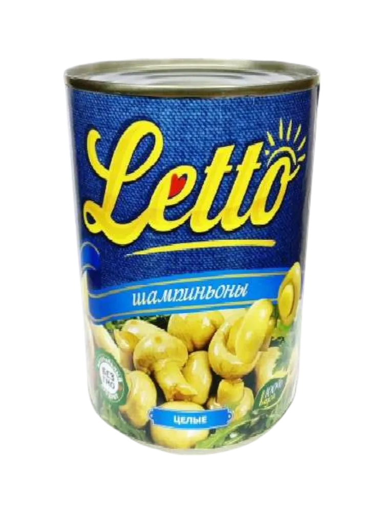 ГРИБЫ LETTO ШАМПИНЬОНЫ ЦЕЛЫЕ 425МЛ Ж/Б 