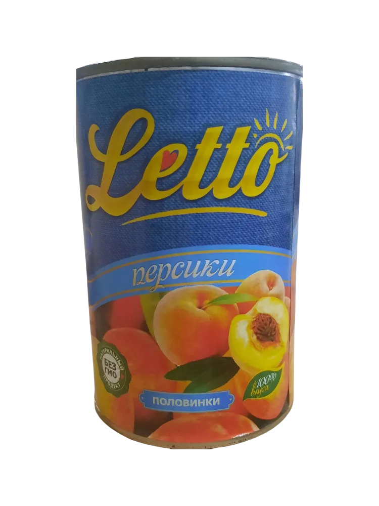 ПЕРСИКИ LETTO 425МЛ ПОЛОВИНКИ В САХАРНОМ СИРОПЕ Ж/Б