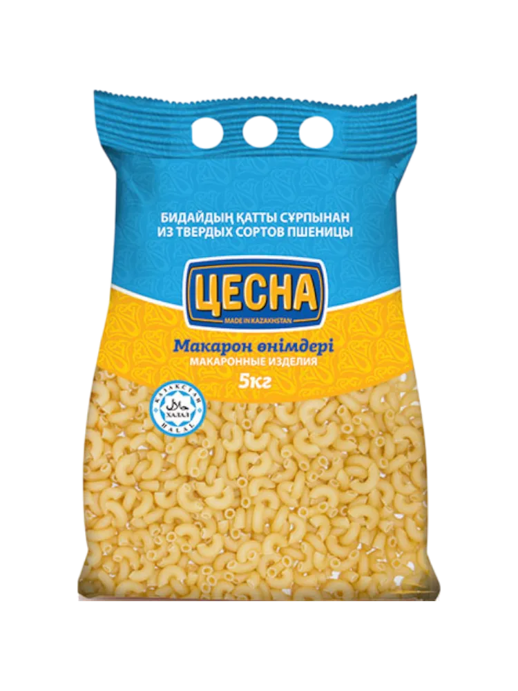МАКАРОНЫ КАР НАН 5КГ РОЖКИ ОБЫКНОВЕННЫЕ В/С П/П ПАКЕТ