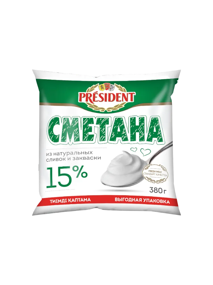 СМЕТАНА PRESIDENT 380Г 15% Ф/П