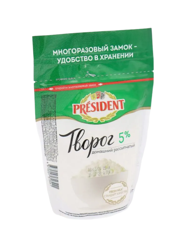 ТВОРОГ PRESIDENT 350Г ДОМАШНИЙ 5% Д/П