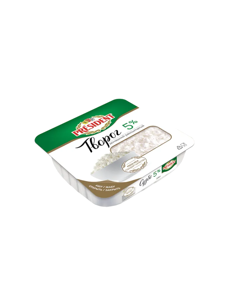 ТВОРОГ PRESIDENT 200Г ДОМАШНИЙ 5% ВАННА - фото 1