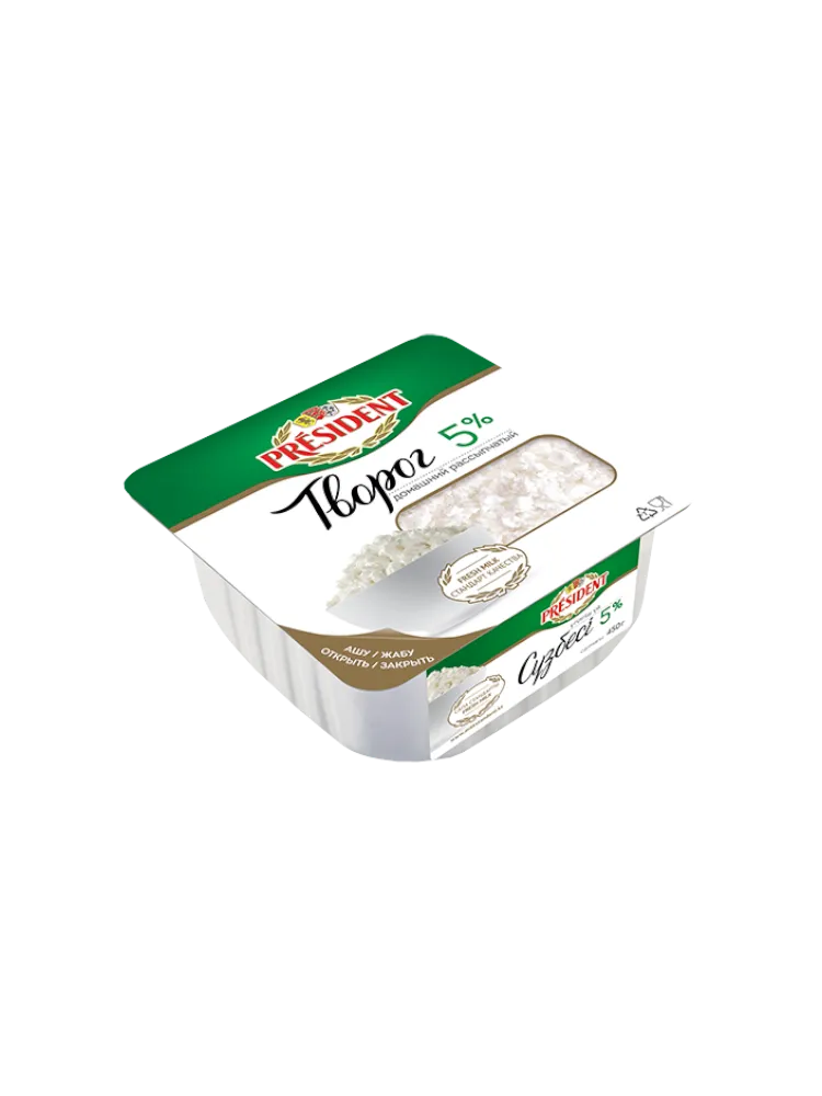 ТВОРОГ PRESIDENT 450Г ДОМАШНИЙ 5% ВАННА - фото 1