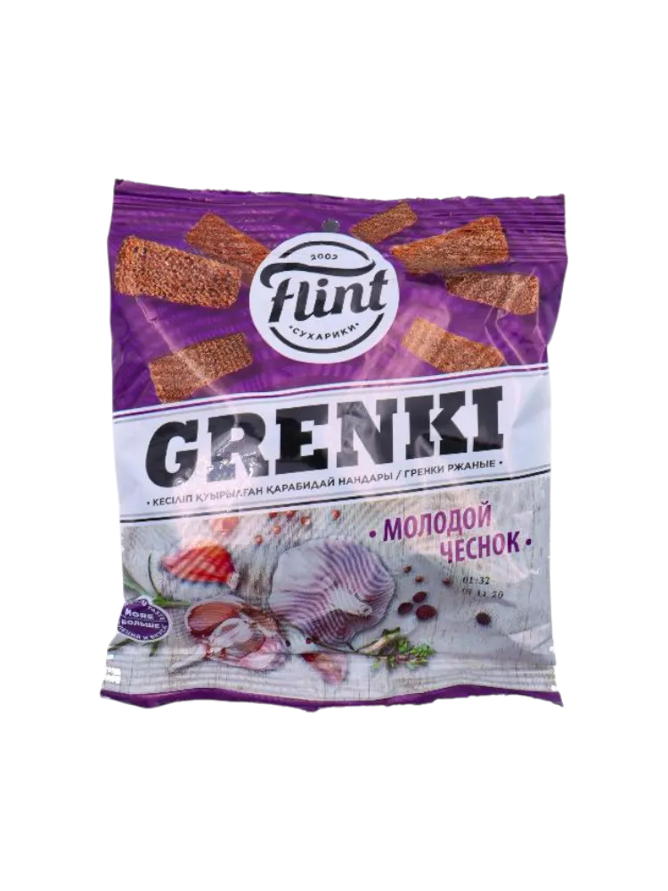 ГРЕНКИ FLINT 60Г РЖАНЫЕ СО ВКУСОМ ЧЕСНОКА 