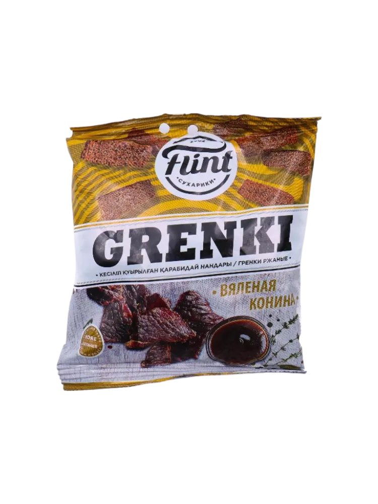 ГРЕНКИ FLINT 60Г РЖАНЫЕ ВЯЛЕНАЯ КОНИНА