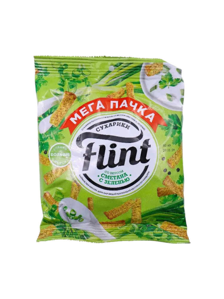 СУХАРИКИ FLINT 100Г СМЕТАНА/ЗЕЛЕНЬ