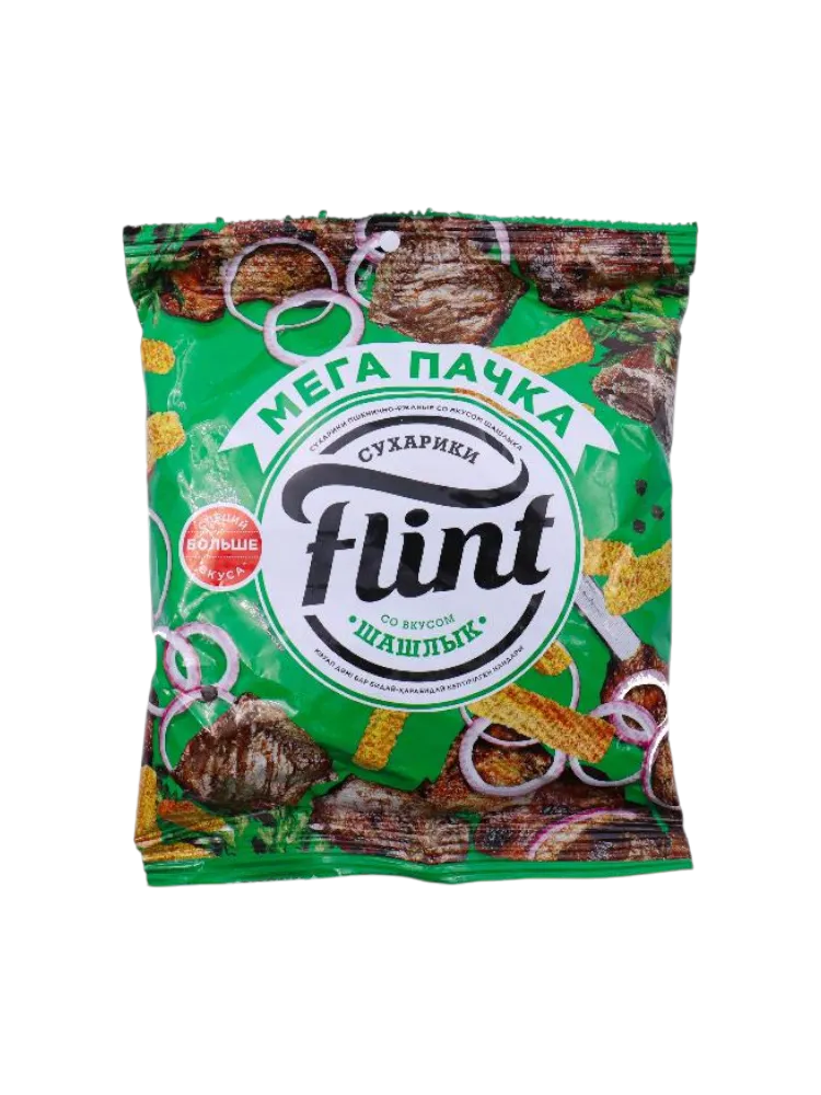 СУХАРИКИ FLINT 100Г ПШЕНИЧ/РЖАНЫЕ СО ВКУСОМ ШАШЛЫКА