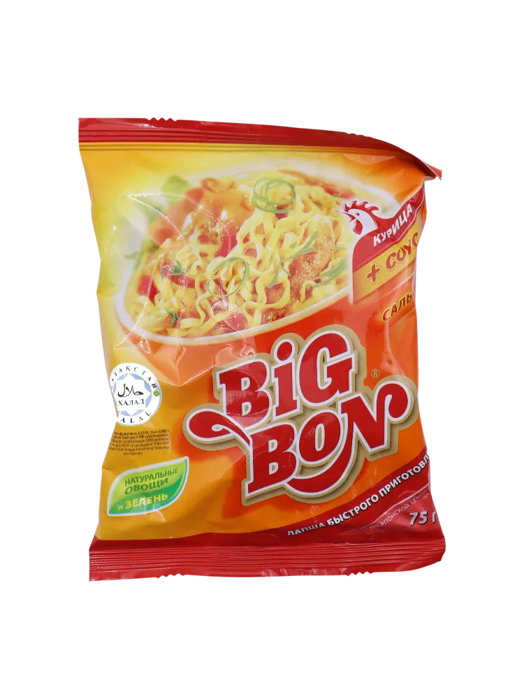 ЛАПША BIG BON 75Г КУРИЦА + СОУС САЛЬСА ПАК
