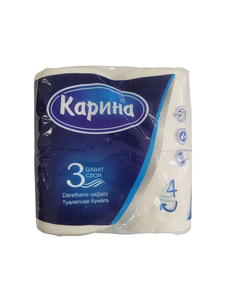 ТУАЛЕТ БУМАГА КАРИНА-ЭЛИТ 3-Х СЛ 4 РУЛ