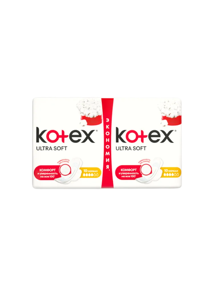 ПРОКЛАДКИ KOTEX ULTRA DRY & SOFT НОРМАЛ DUO 20ШТ