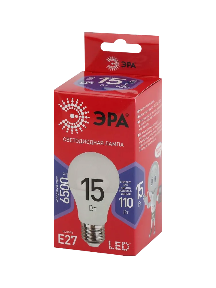 ЛАМПА СВЕТОДИОДНАЯ ЭРА LED A60-15W-865-E27R