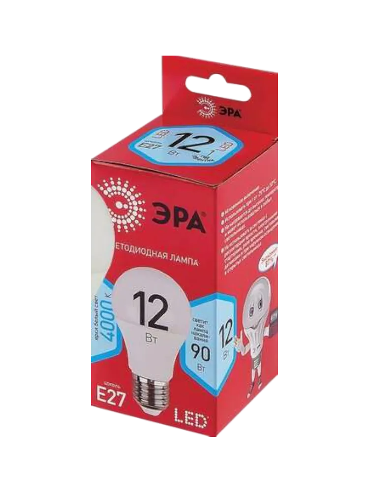 ЛАМПОЧКА ЭРА RED LINE LED A60-12W-840-E27 СВЕТОДИОД