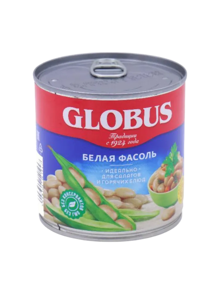 ФАСОЛЬ GLOBUS 425МЛ БЕЛАЯ НАТУРАЛЬНАЯ 