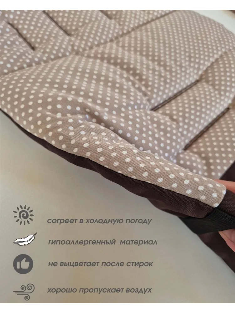 Матрас для коляски коричневый, бежевый - фото 4