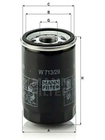 MANN-FILTER масляный фильтр W713/29