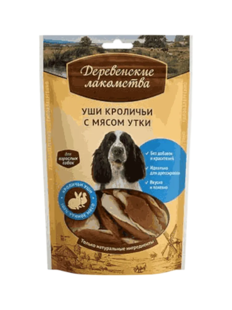 Деревенские Лакомства: Уши кроличьи с мясом утки  90 гр