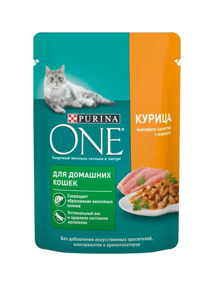 КОРМ Д/ДОМАШНИХ КОШЕК PURINA ONE КУРИЦА МОРКОВЬ 75ГР