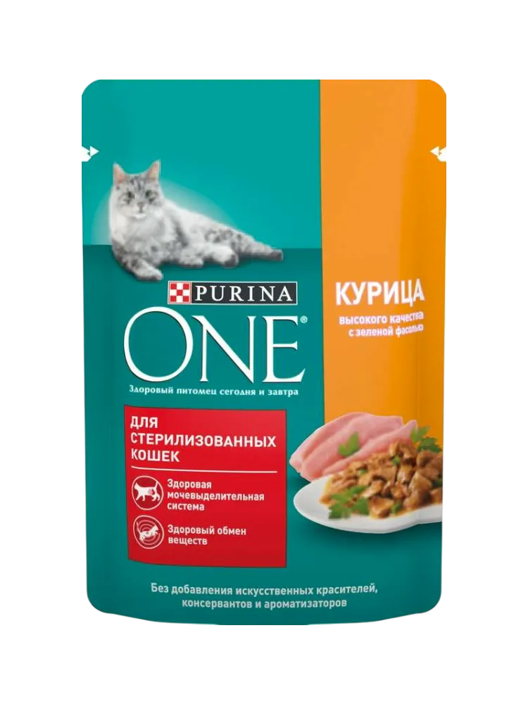 КОРМ Д/СТЕРИЛ И КАСТРИРОВАННЫХ PURINA ONE КУРИЦА С ЗЕЛЕНОЙ  ФАСОЛЬЮ 75ГР