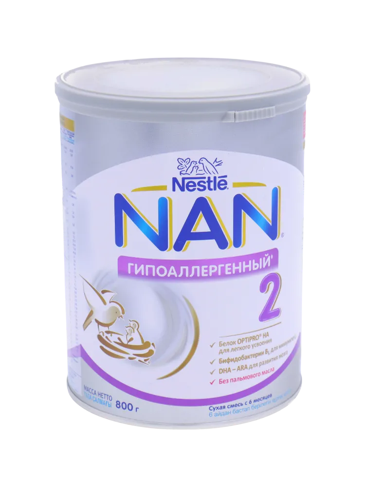 МОЛ СМЕСЬ NESTLE 800Г NAN 2 ГИПОАЛЛЕРГЕННАЯ