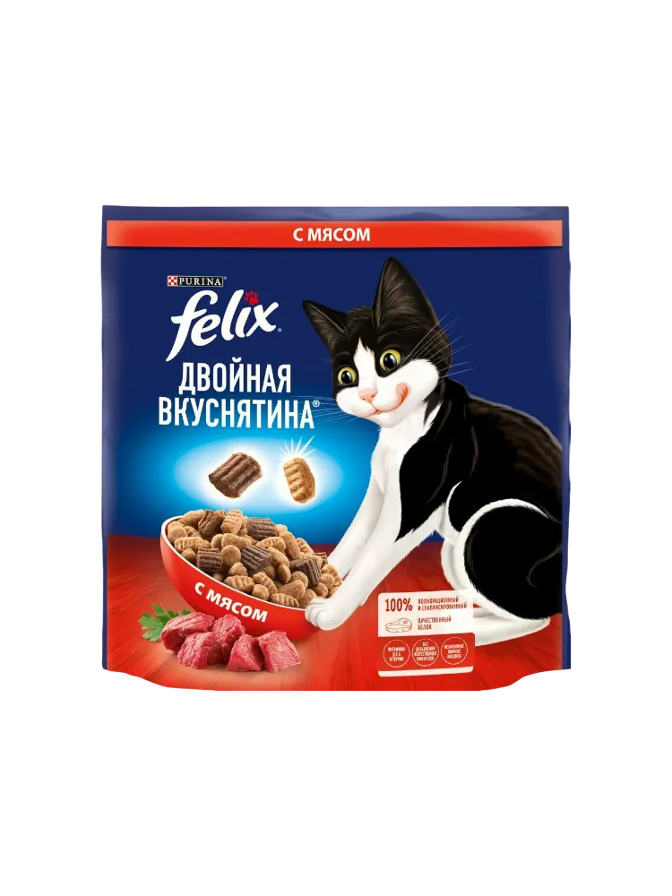 КОРМ Д/КОШЕК FELIX ДВОЙНАЯ ВКУСНЯТИНА С МЯСОМ 1,3КГ