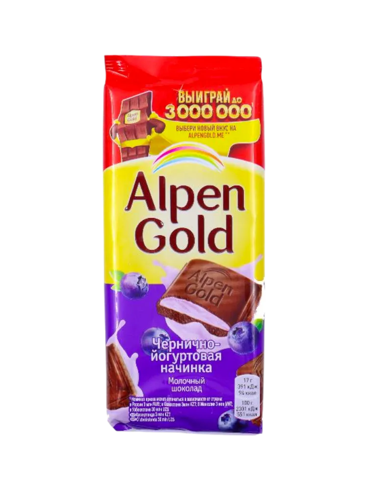 ШОК ALPEN GOLD 100Г ЧЕРНИКА С ЙОГУРТОМ