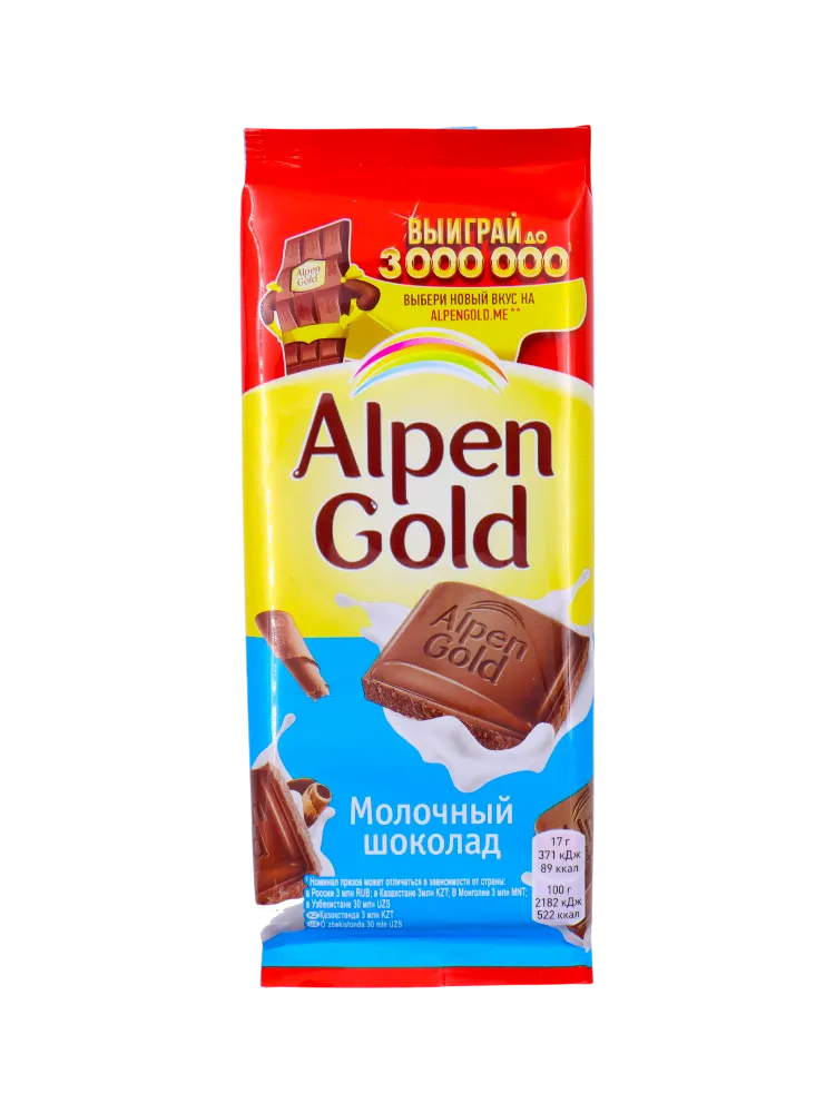 ШОК ALPEN GOLD 90Г МОЛОЧНЫЙ ШОКОЛАД 