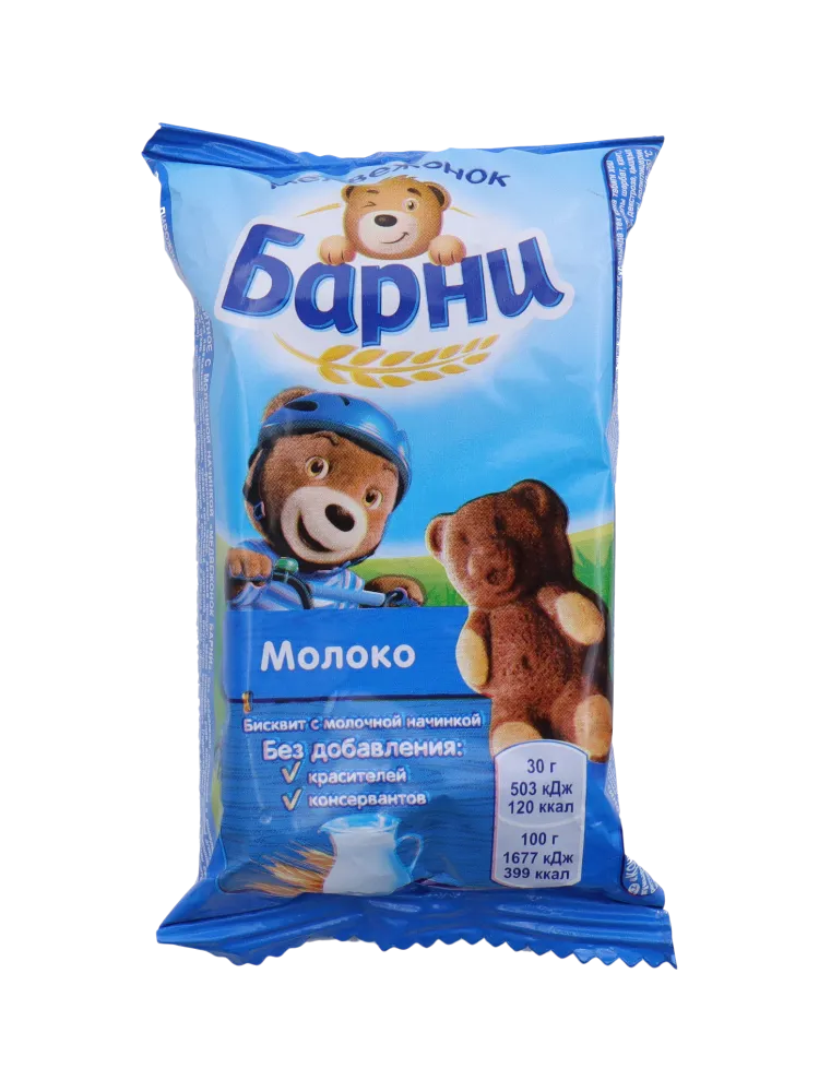 БИСКВИТ МЕДВЕЖОНОК БАРНИ 30Г С МОЛОЧНОЙ НАЧИНКОЙ 