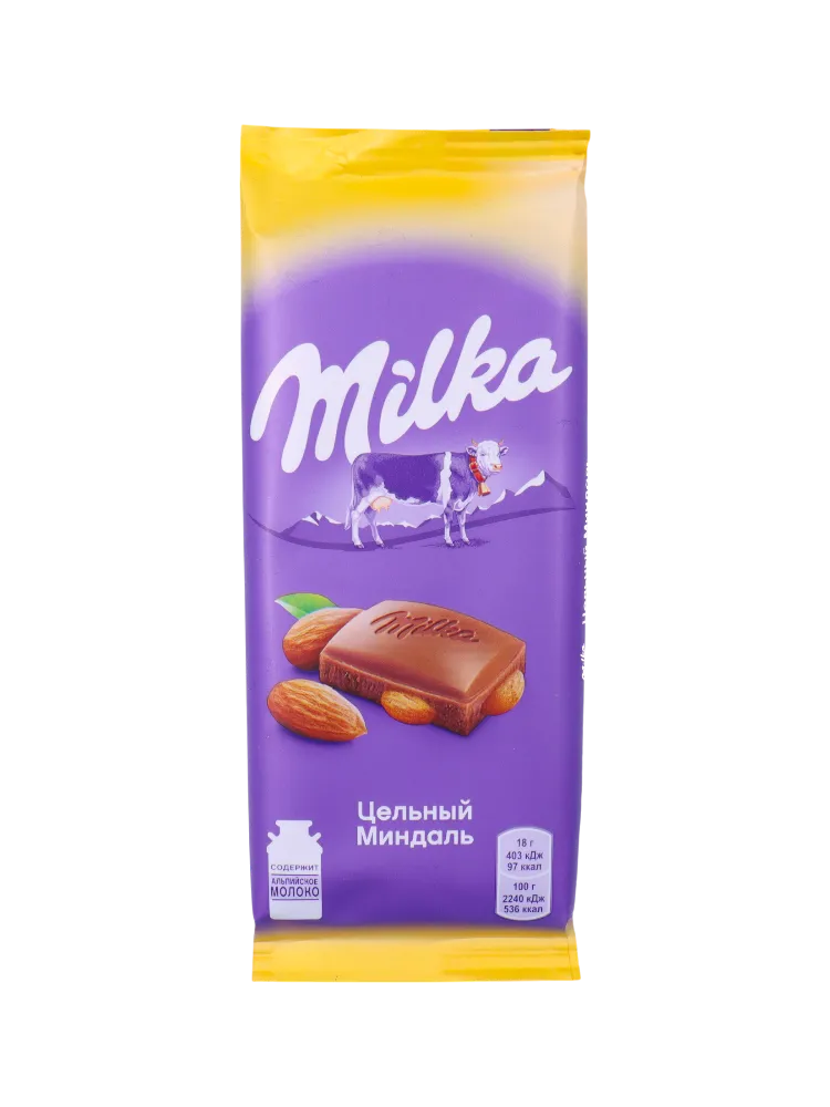 ШОКОЛАД MILKA 85Г ЦЕЛ МИНДАЛЬ 