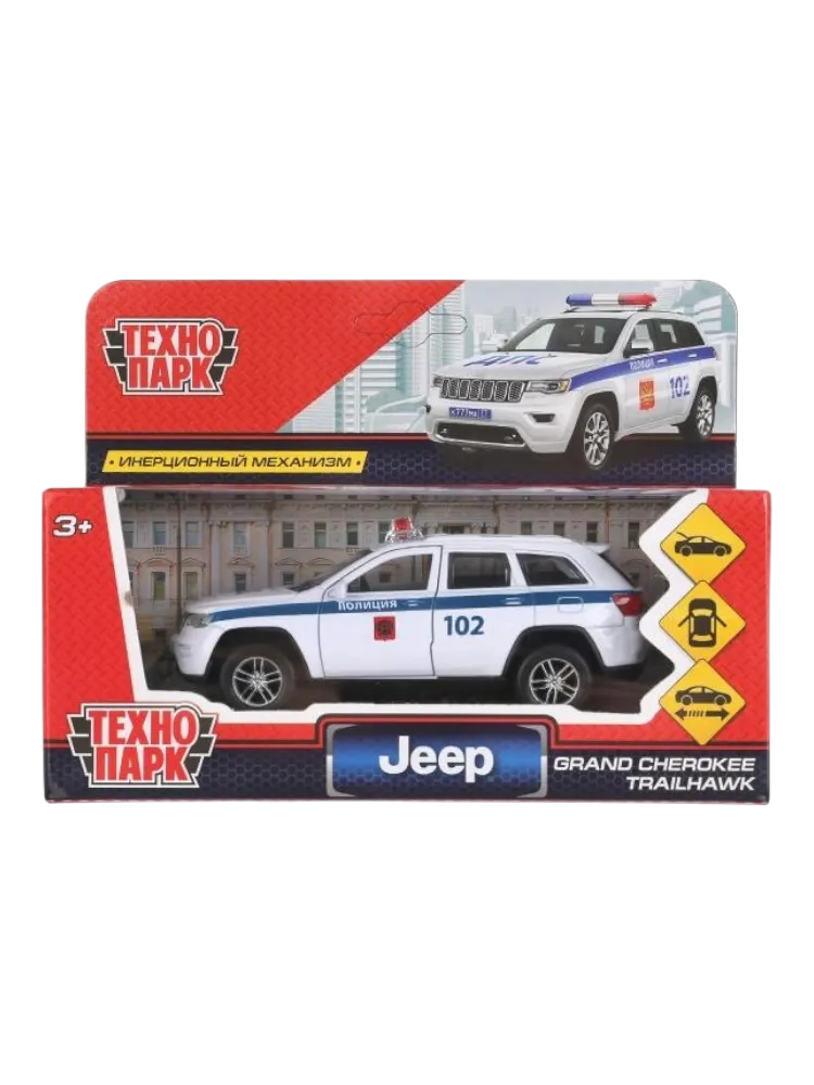 Технопарк Машина мет Jeep grand cherokee полиция CHEROKEE-12POL-WH