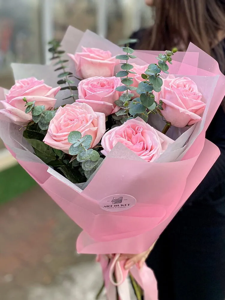 ART BUKET 7 пионовидных роз "Pink O hara"