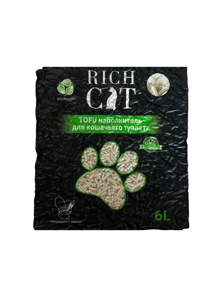 Наполнитель RICH CAT Тофу Молоко комкующийся 6 л