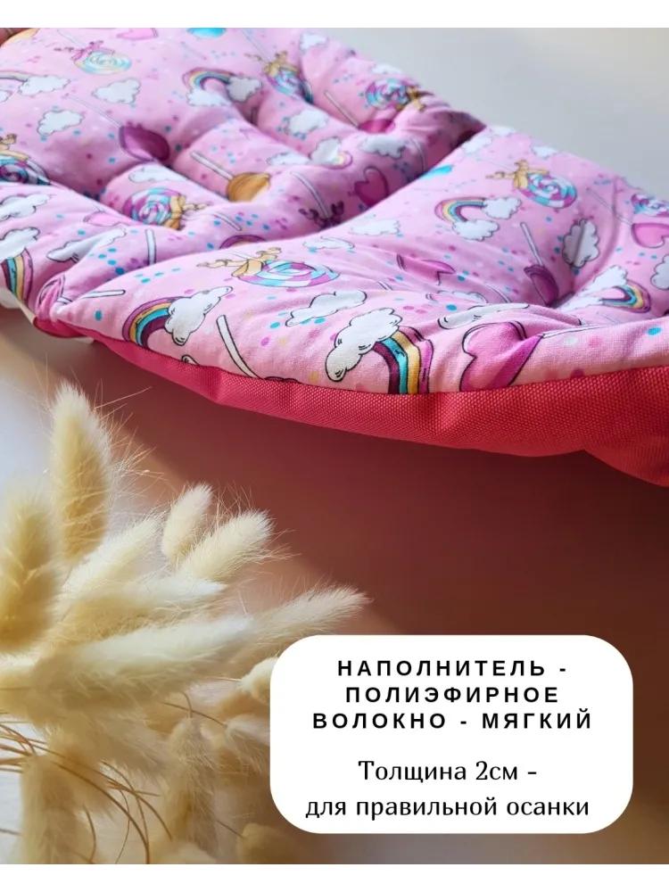 Матрас для коляски розовый - фото 4
