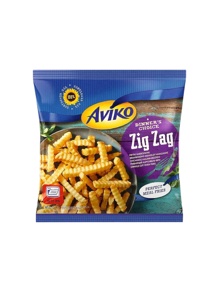КАРТОФЕЛЬ ФРИ AVIKO ДЛЯ ДУХ ПЕЧИ ZIG ZAG РИФЛЕНЫЙ 450Г